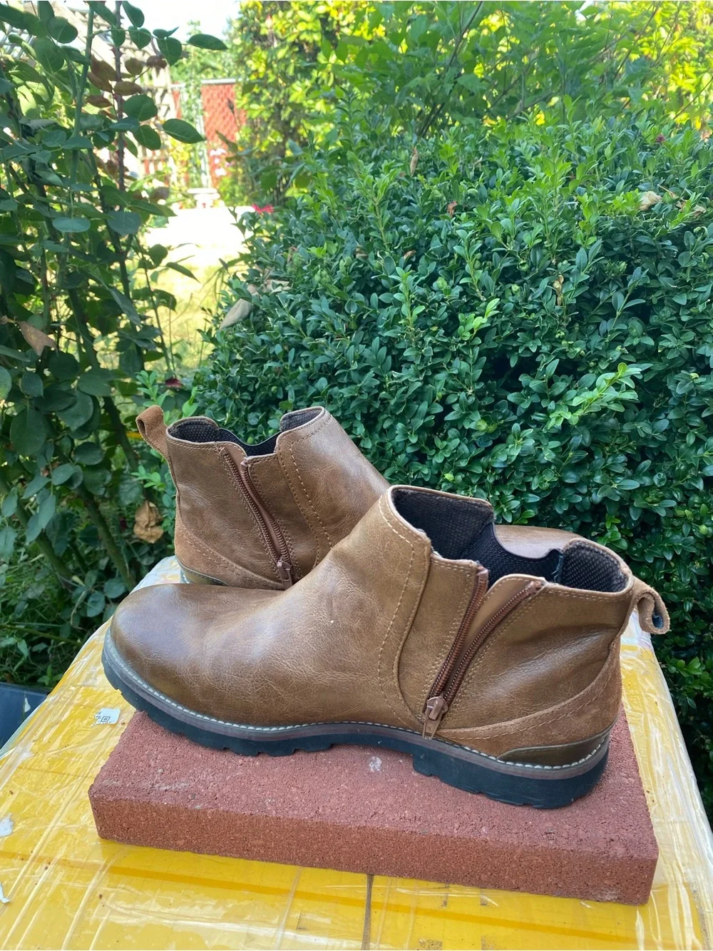 Dr Scholls Men's Brown Leather Chelsea Boots Slip-On Ankle Boots SZ 10.5M